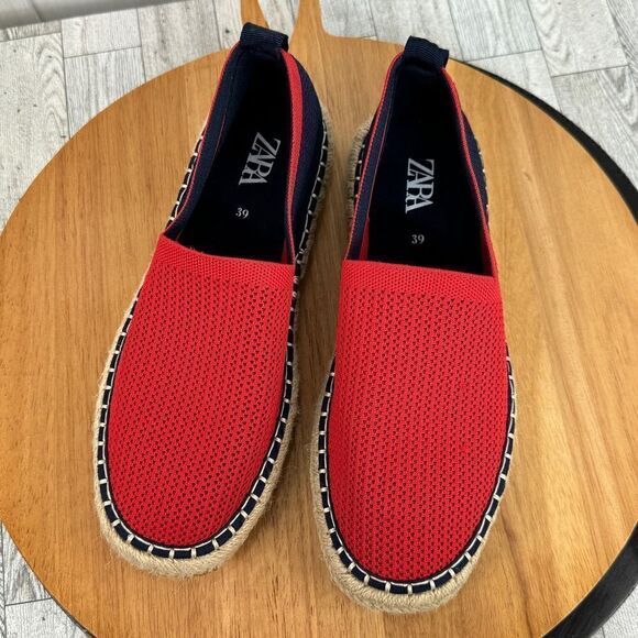 Zara Colorblock Mesh Espadrille Loafer Shoes Red Blue Mens 6‎ EU 39 - Picture 5 of 9